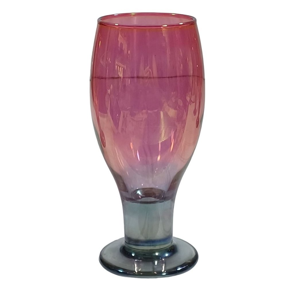 RARE Mid Century 1960s LIBBEY WATERMELON PINK GREEN WATER WINE GLASSES GOBLETS - Picture 5 of 5